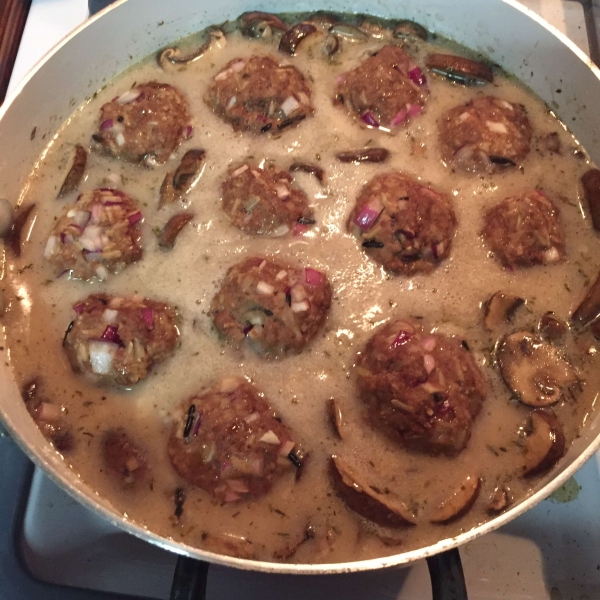 Wild Rice Meatballs in Mushroom Sauce