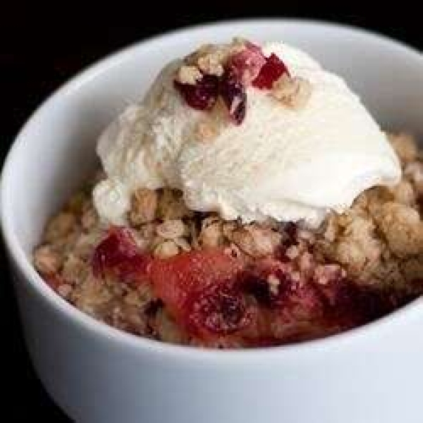 Apple Crisp with Cranberry Sauce