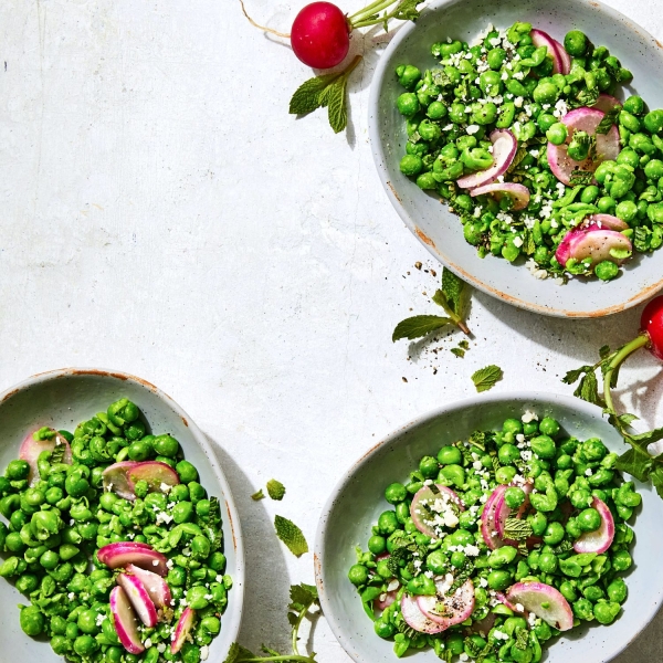 Butter-Smashed Peas with Radishes