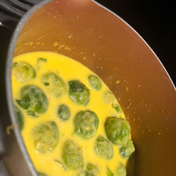 Delicious Creamy Cheesy Brussels Sprouts