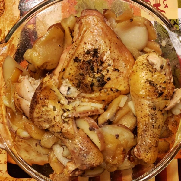 Rosemary-Roasted Chicken with Apples and Potatoes