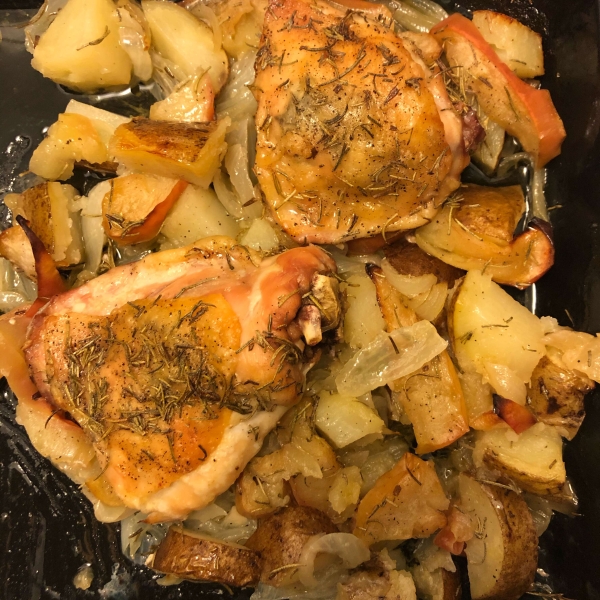 Rosemary-Roasted Chicken with Apples and Potatoes