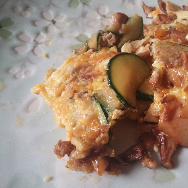 Keto Omelet with Zucchini and Chanterelle Mushrooms