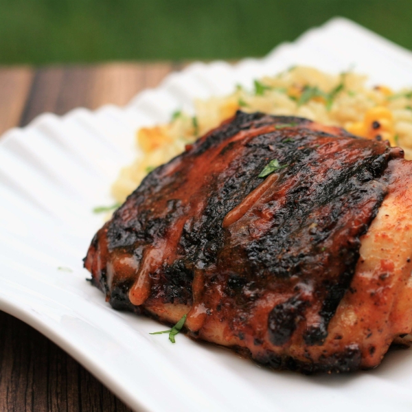 Grilled Chicken Thighs with Mango-Ancho Sauce