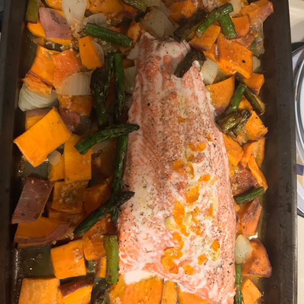 Salmon With Scalloped Sweet Potatoes