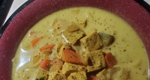 Tofu and Noodle Coconut-Curry Soup