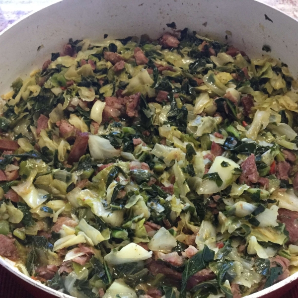 Smothered Collard Greens and Cabbage