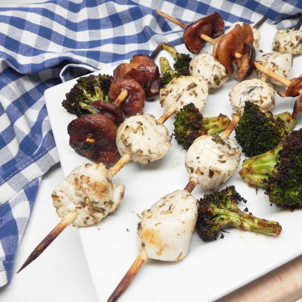 Grilled Sea Scallop and Shiitake Skewers