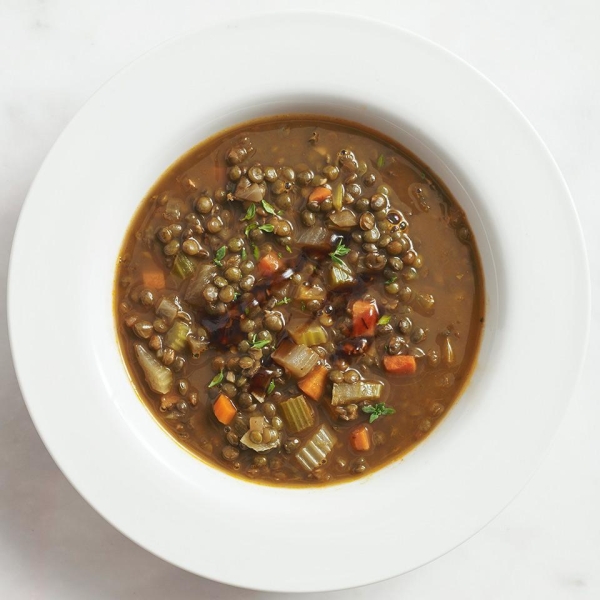 Lentil Soup with Garlicky Vinaigrette