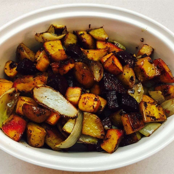 Roasted Pumpkin with Root Vegetables and Broccoli