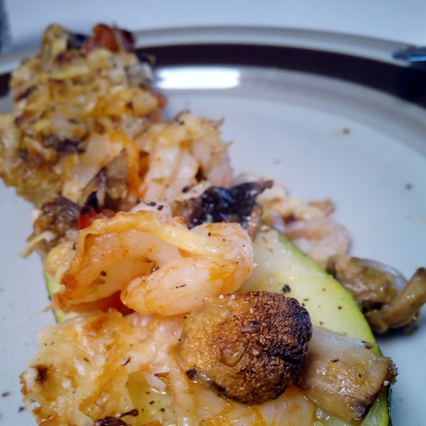 Nat's Shrimp and Veggie Stuffed Zucchini