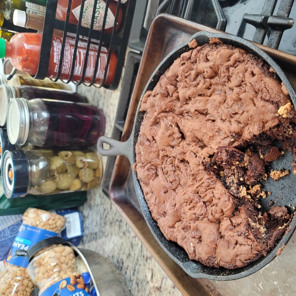 Vegan Double Chocolate-Peanut Butter Skillet Cookie