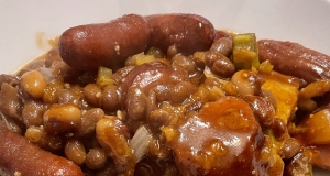 Blame the Dog Bean Casserole (Kielbasa and Bean Dish)