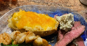 Grilled Flat Iron Steak with Blue Cheese-Chive Butter