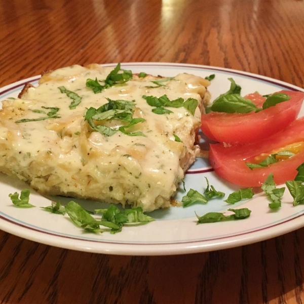 The Best Baked Alfredo Spaghetti