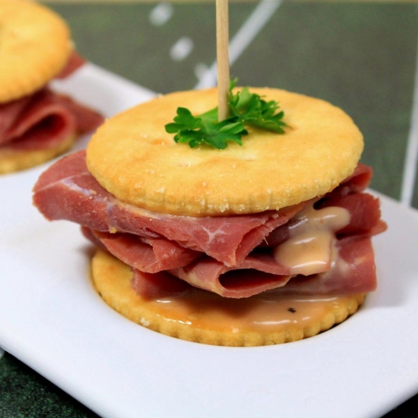 RITZ Pastrami and Corned Beef Mini Sandwich, created by Carnegie Deli