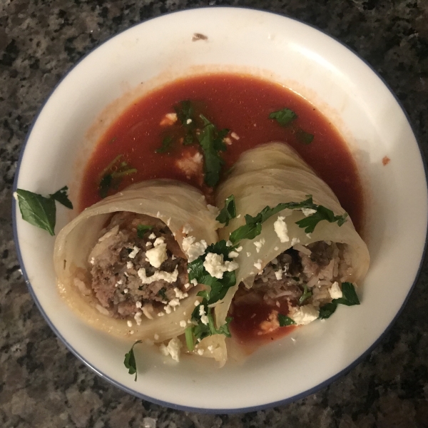 Lamb and Rice Stuffed Cabbage Rolls