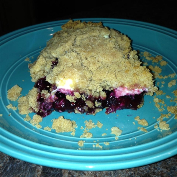 Saskatoon Berry Cream Cheese Crumb Cake