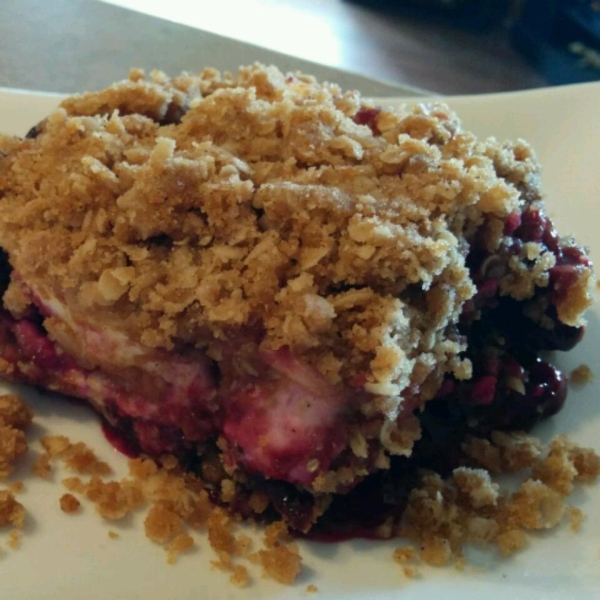 Saskatoon Berry Cream Cheese Crumb Cake