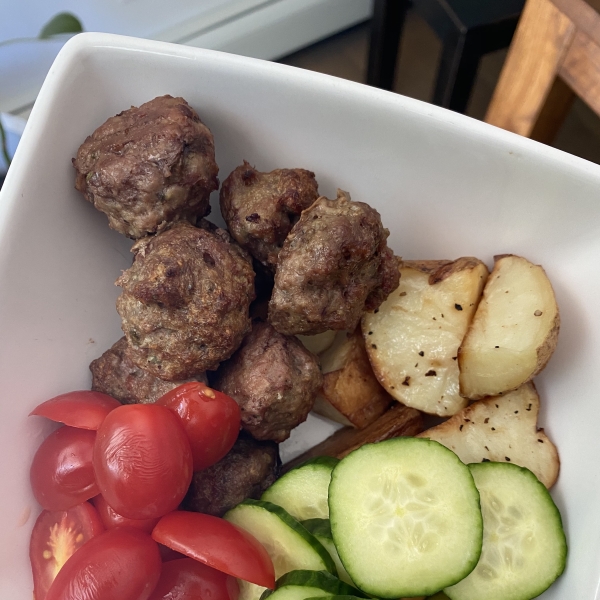 Lamb Meatballs Over Tandoori Naan