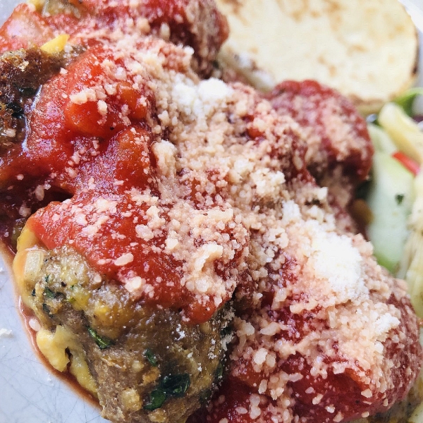 Lamb Meatballs Over Tandoori Naan