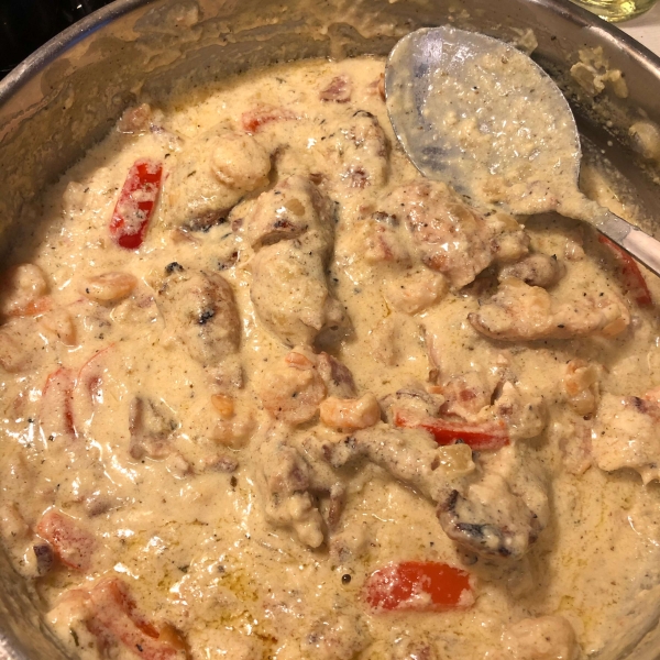 Chicken and Shrimp Carbonara