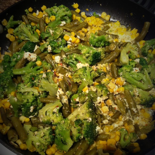 Broccoli, Corn, and Green Bean Saute