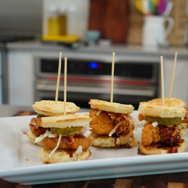 Mini Hot Chicken and Waffle Sliders