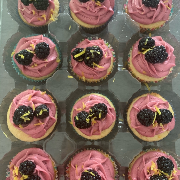 Lemon Cupcake with Blackberry Buttercream