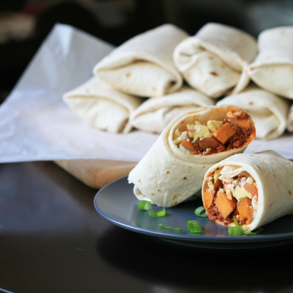 Make-Ahead Sweet Potato and Chorizo Breakfast Burritos