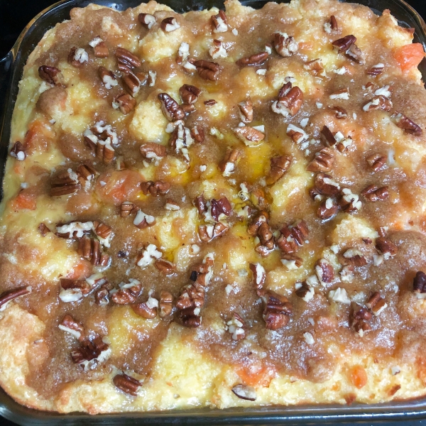 Sweet Potato, Pear and Pineapple Bread Pudding