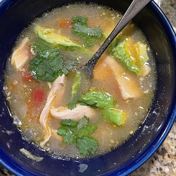 Avocado Soup with Chicken and Lime