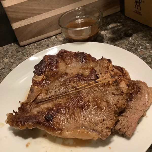 Pan-Seared T-Bone for Two with Rosemary Mustard Sauce