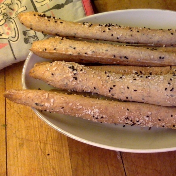 Salted Caraway Rye Breadsticks