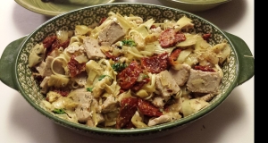 Pasta with Tuna, Sun-Dried Tomatoes, Artichoke Hearts, Lemon, and White Wine