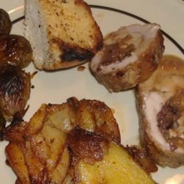 Pan Roasted Pork Tenderloin with a Blue Cheese and Olive Stuffing