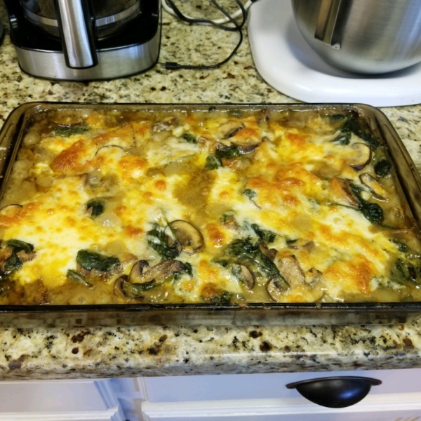 Smothered Chicken with Spinach, Potatoes, and Mushrooms