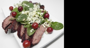 Grilled Flank Steak with Grapes and Stilton