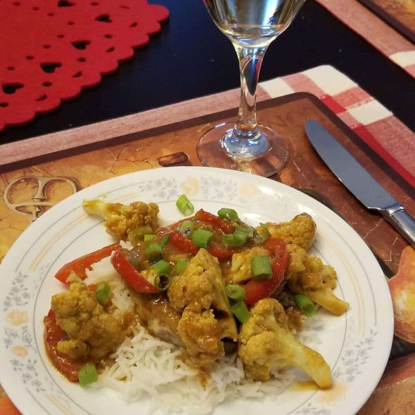 Curried Pork Chops and Cauliflower with Basmati Rice