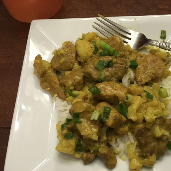 Curried Pork Chops and Cauliflower with Basmati Rice