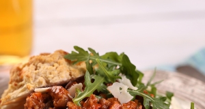 Pork Sausage Bolognese with Cheddar Biscuit