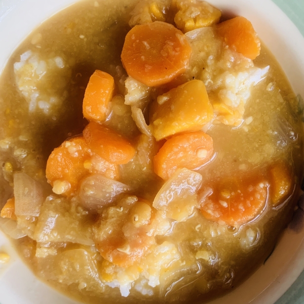 Red Lentil and Yellow Split Pea Soup Made with a Pressure Cooker