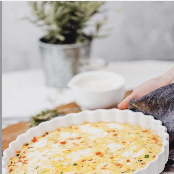 Cottage Cheese Frittata with Cucumber and Radish Dip