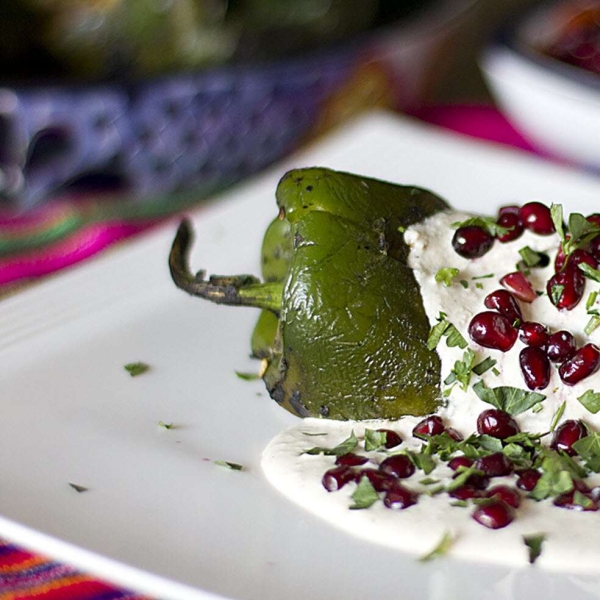 Chiles en Nogada (Mexican Stuffed Poblano Peppers in Walnut Sauce)