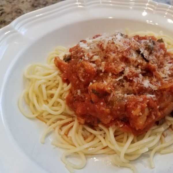 Nana's Tuna Puttanesca Sauce with Spaghetti Pasta