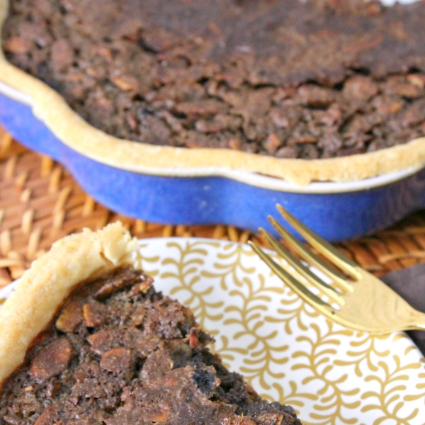 Chocolate Buttermilk Pie with Whiskey and Almonds