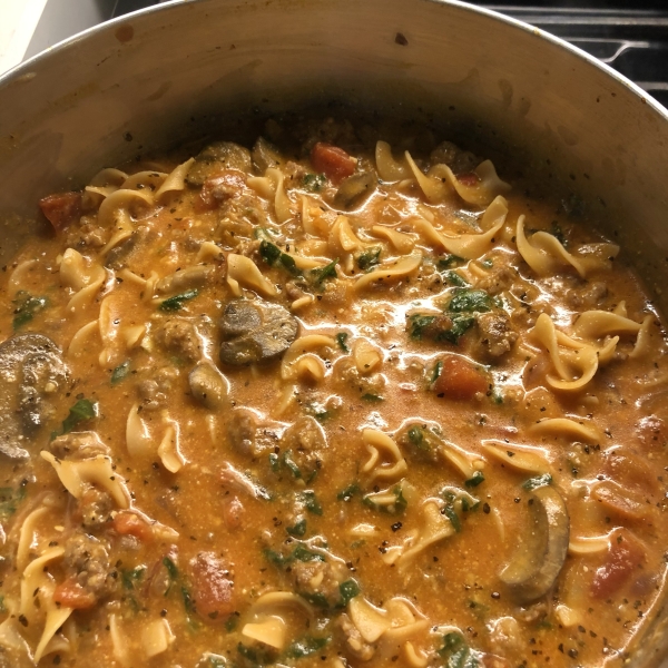 Cheesy Sausage Lasagna Soup