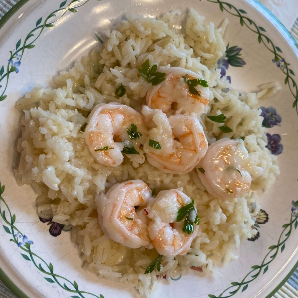 Lemony Shrimp over Brown Rice