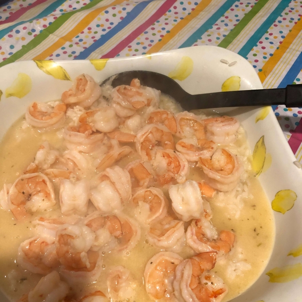 Lemony Shrimp over Brown Rice