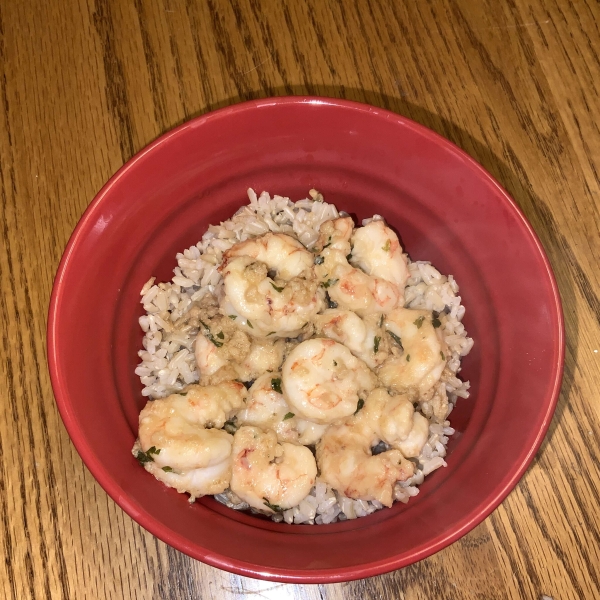 Lemony Shrimp over Brown Rice